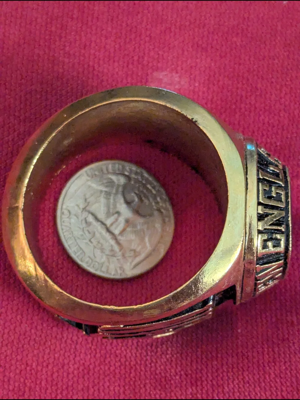 New England Football Logo Men's Statement Paperweight Ring - Blue/Gold